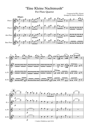 "Allegro" from Eine Kleine Nachtmusik arranged for Flute Quartet
