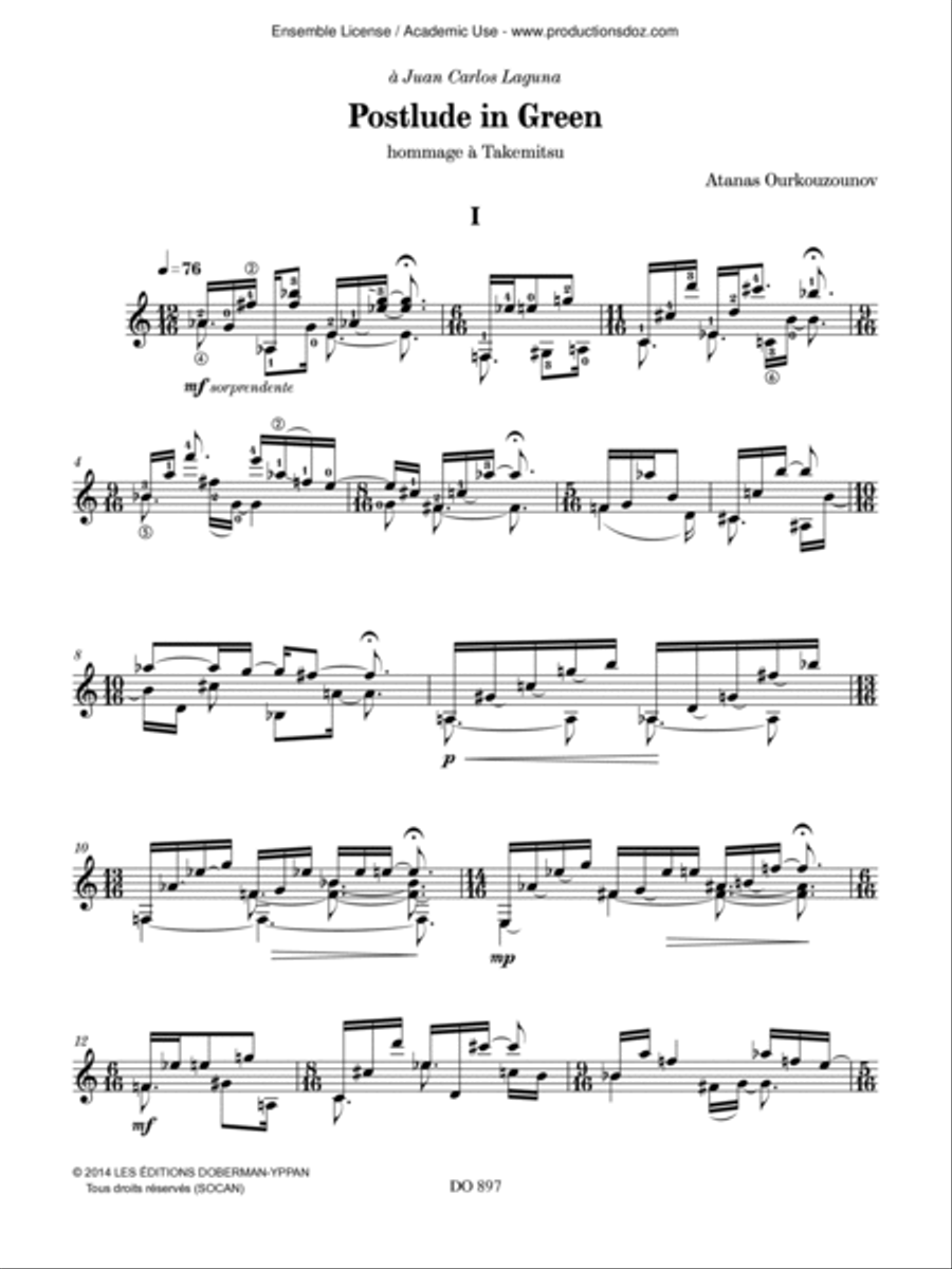 Postlude in Green Classical Guitar scores gallery preview page 3