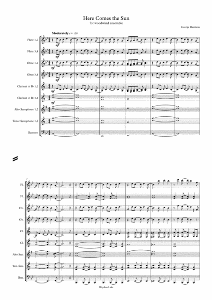 Here Comes The Sun Small Ensemble scores gallery preview page 1