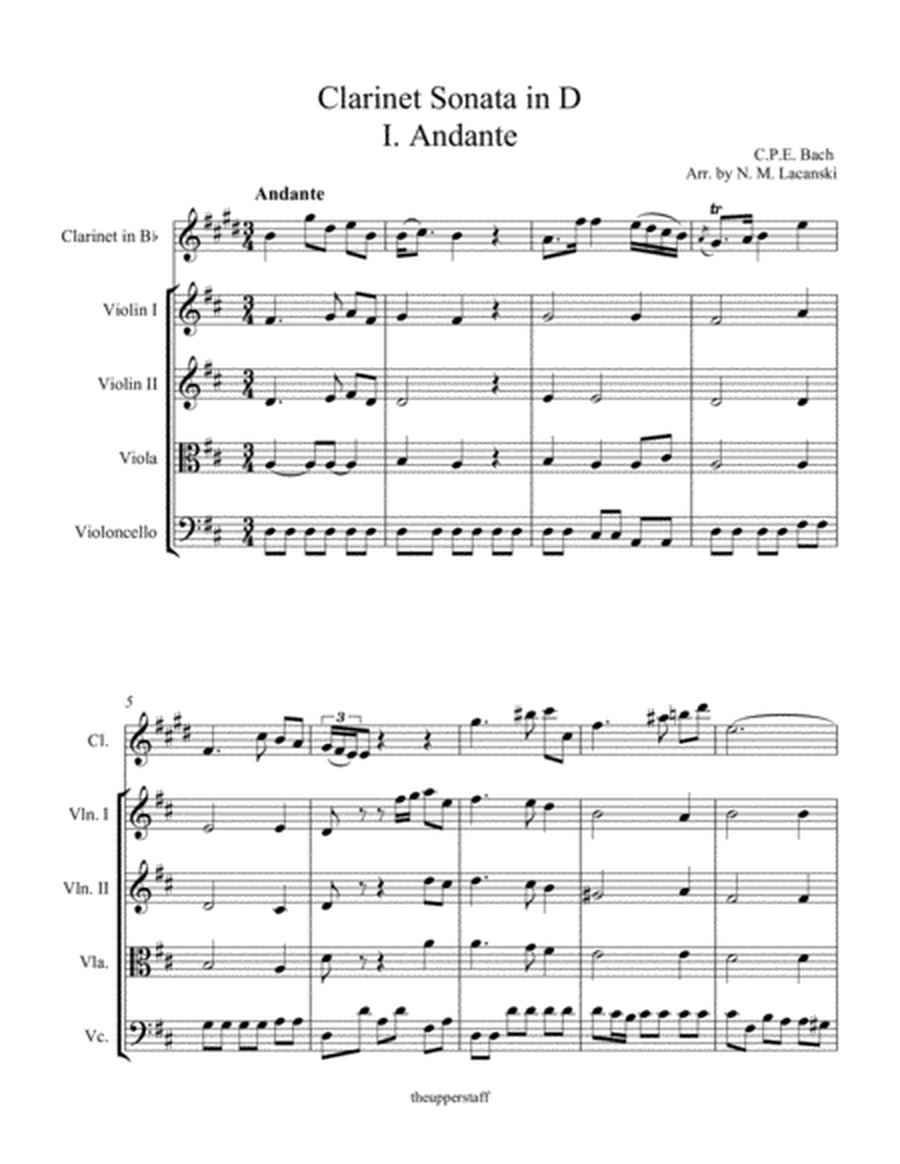 Sonata in D for Clarinet and String Quartet I. Andante