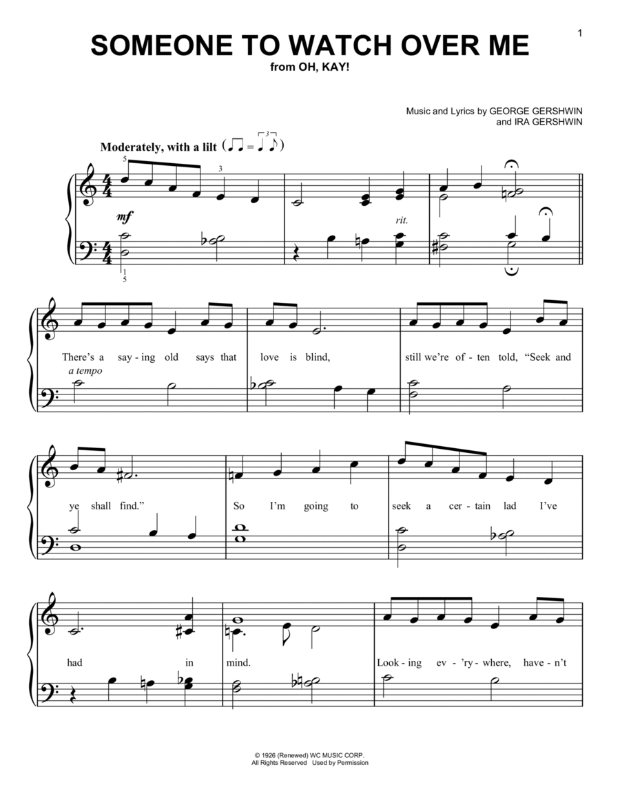 Someone To Watch Over Me Easy Piano scores gallery preview page 1