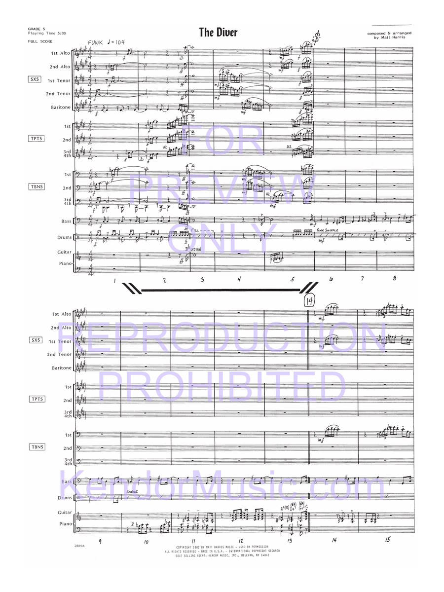 Diver, The (Full Score) Jazz Ensemble scores gallery preview page 2