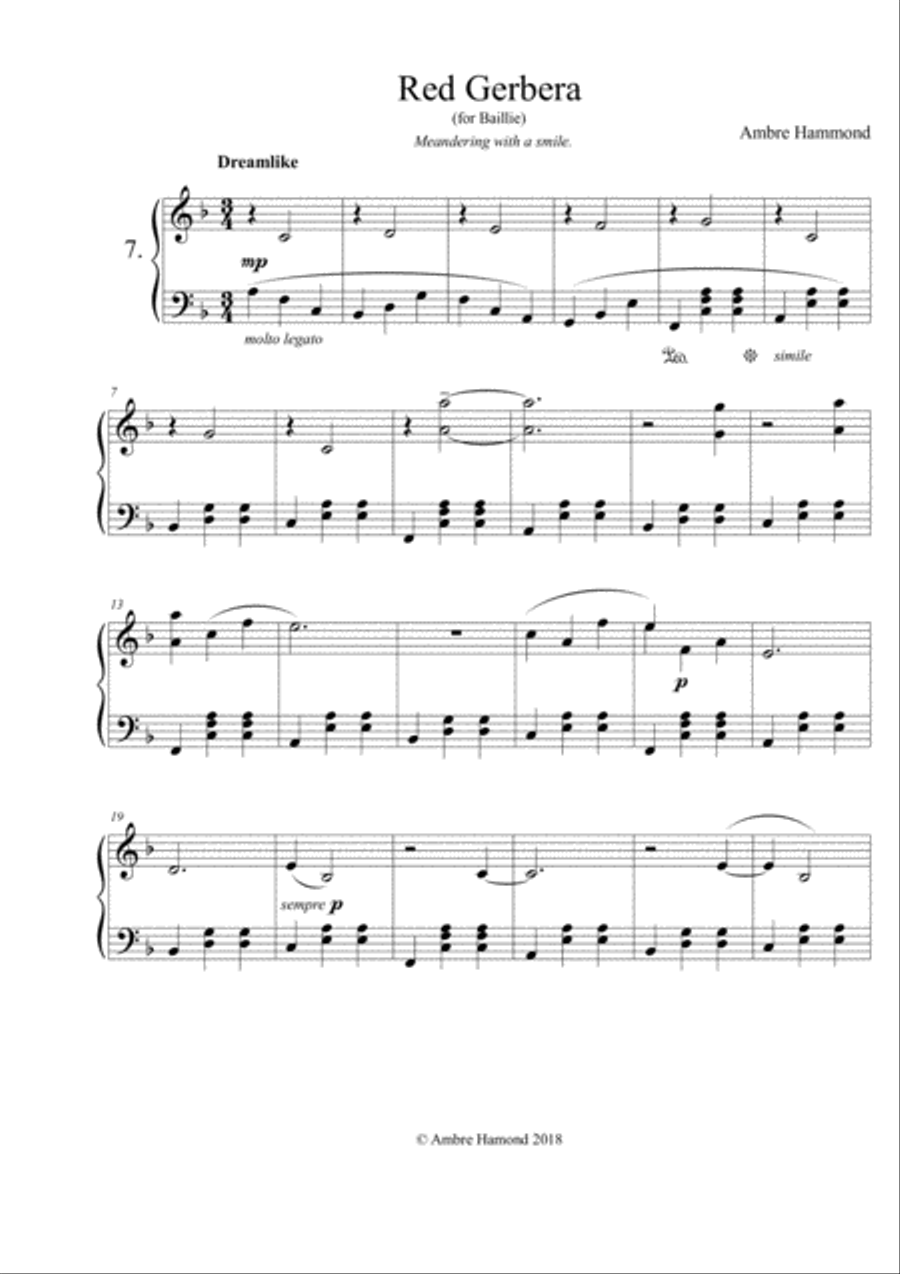 Red Gerbera Red Gerbera Piano Solo scores gallery preview page 1