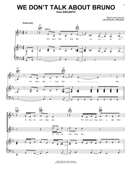 We Don't Talk About Bruno (from Encanto) - Piano/Vocal/Guitar Piano, Vocal, Guitar - Digital Sheet Music
