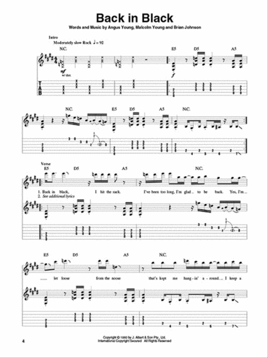 AC/DC Classics Guitar Tablature scores gallery preview page 2