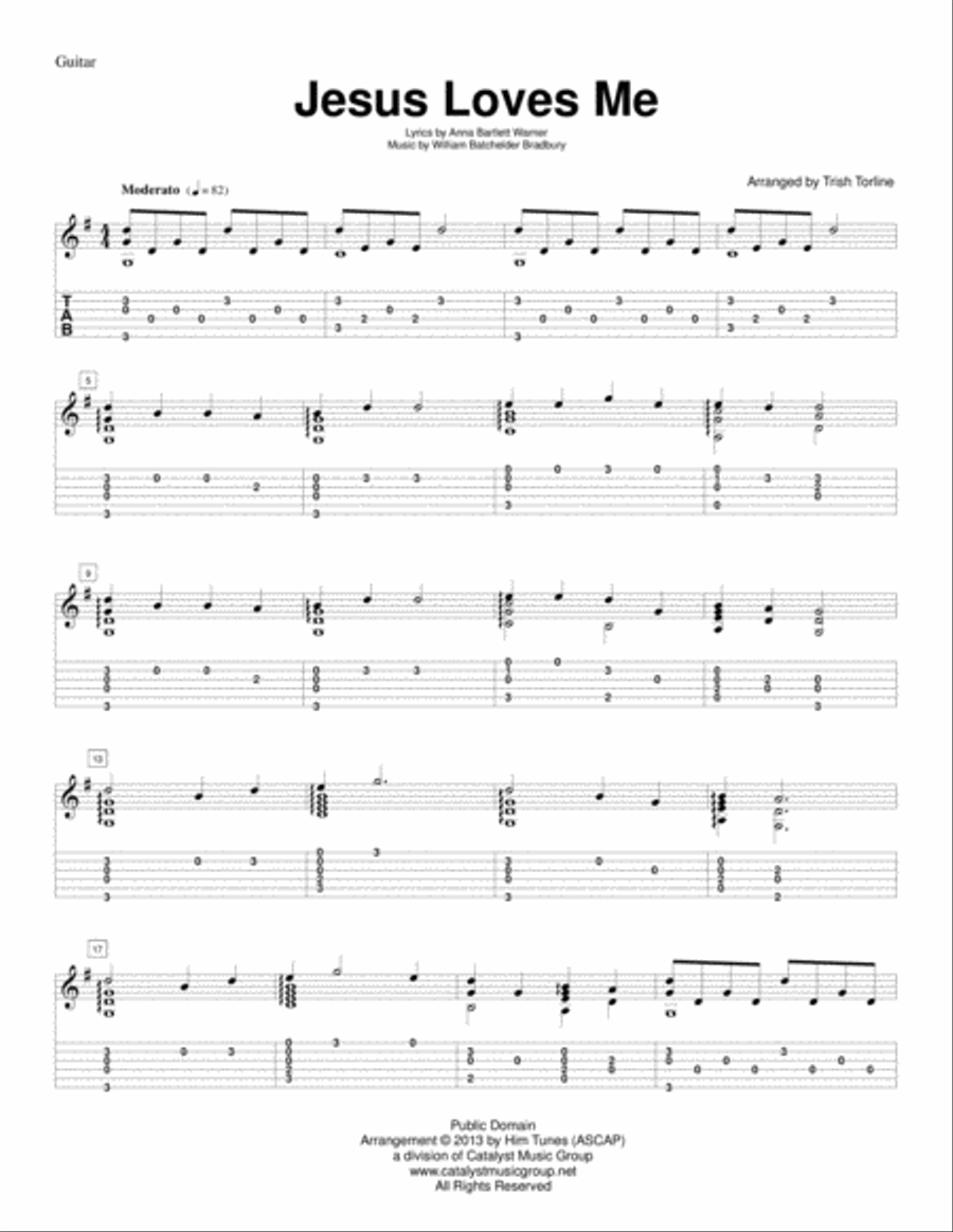 Jesus Loves Me Guitar Tablature scores gallery preview page 2