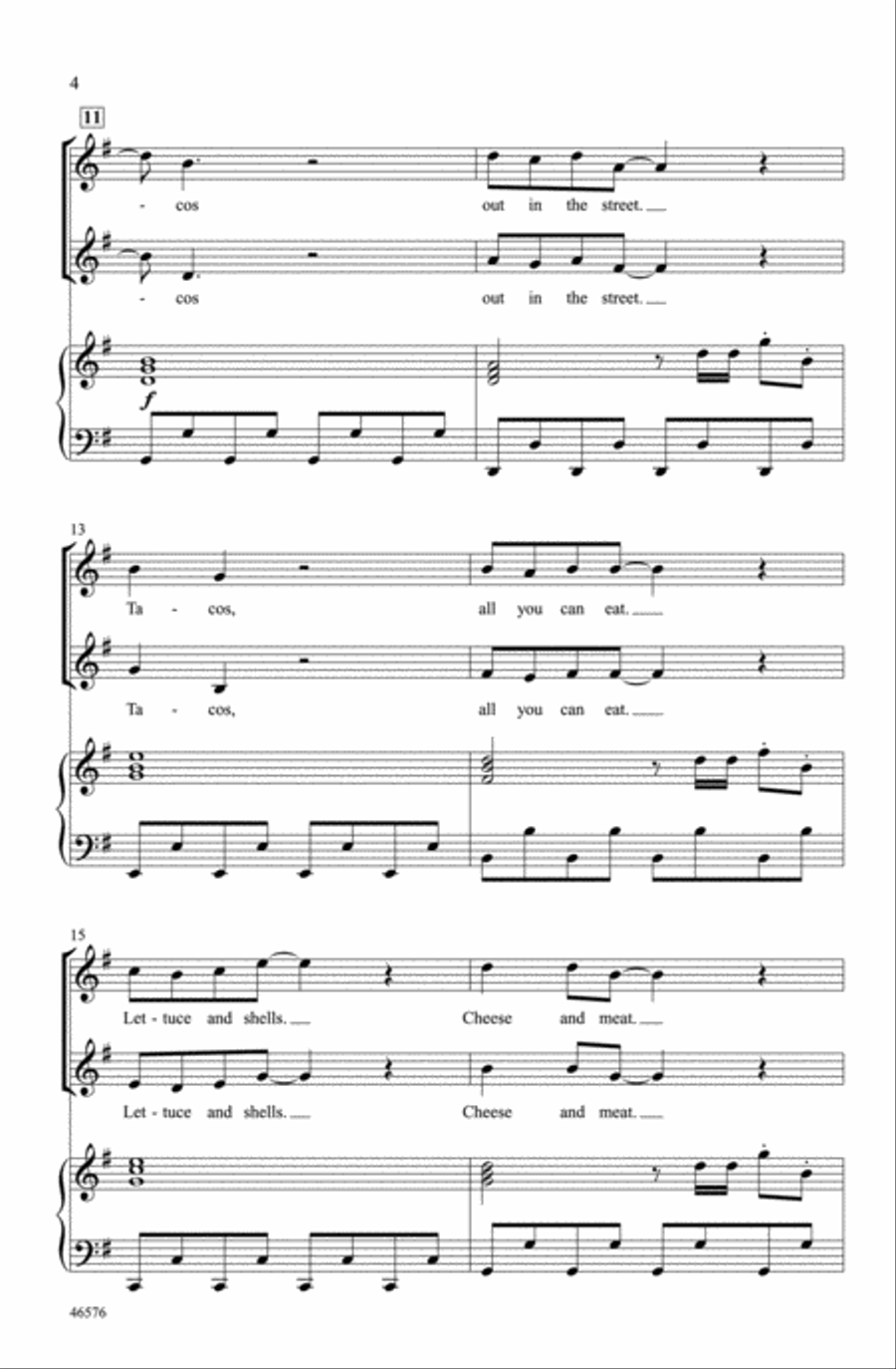 Raining Tacos Choir scores gallery preview page 3