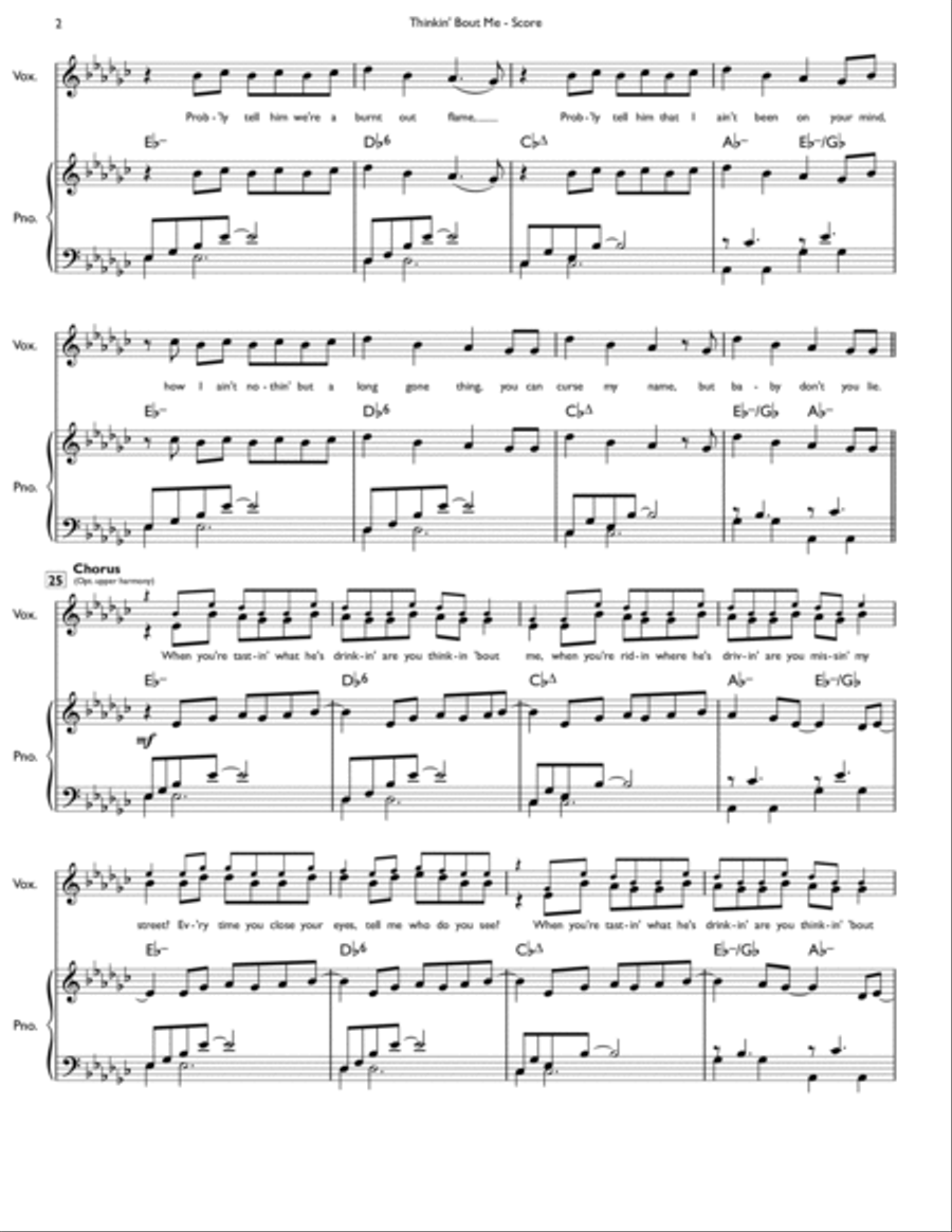 Thinkin' Bout Me Voice scores gallery preview page 2