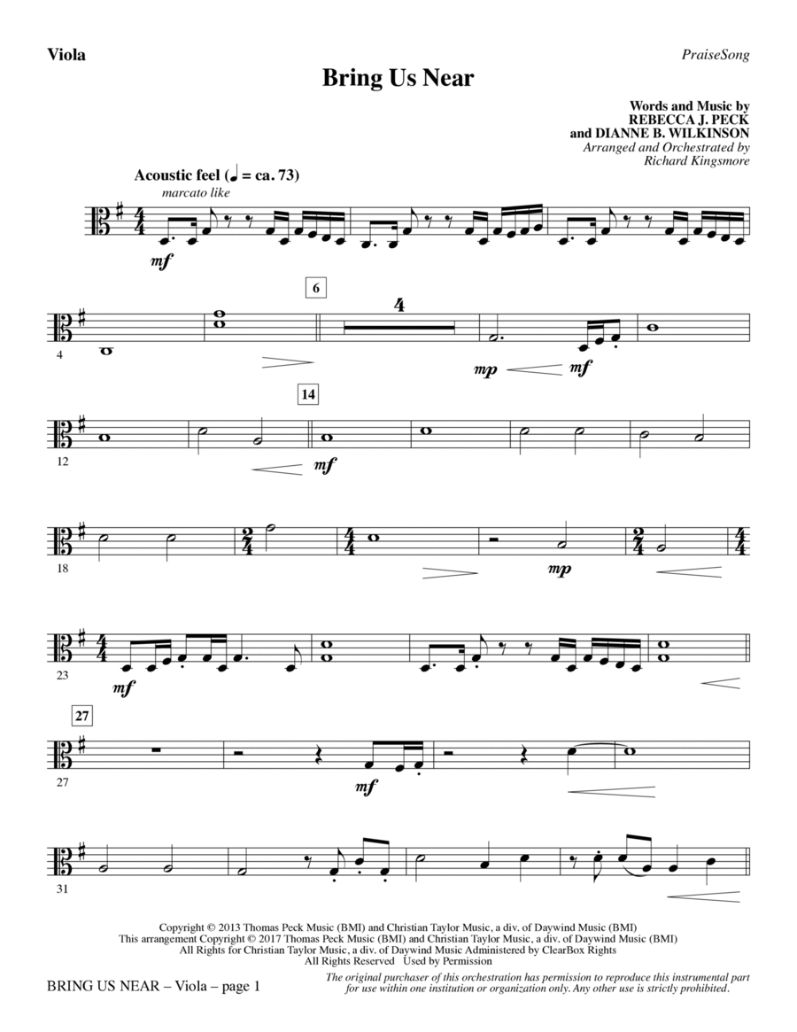 Bring Us Near - Viola Choir scores gallery preview page 1