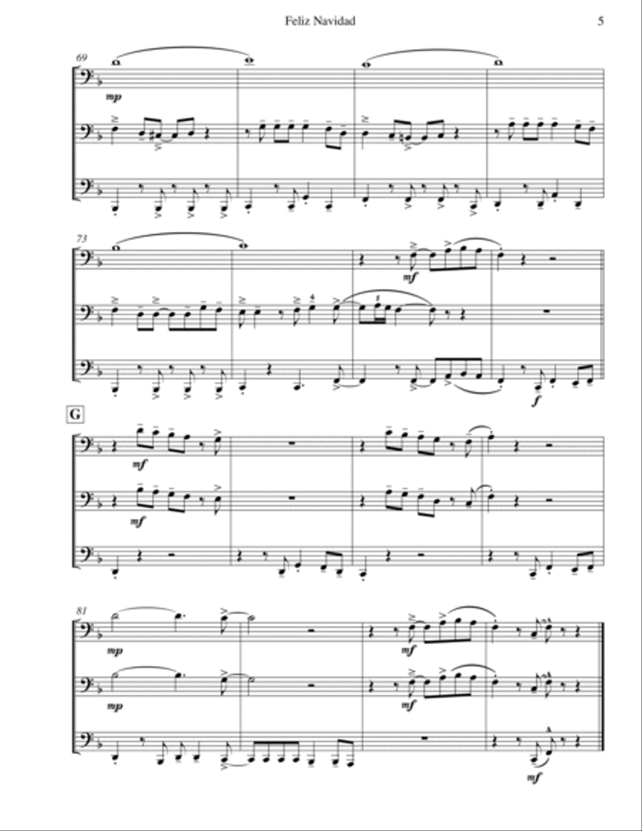 Feliz Navidad Brass Trio scores gallery preview page 5