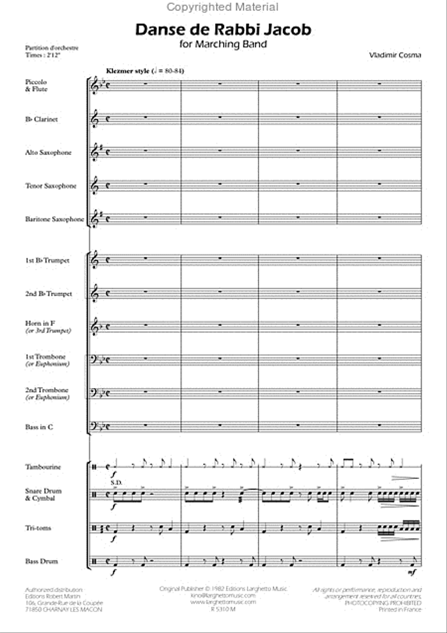 Danse de Rabbi Jacob Marching Band scores gallery preview page 2