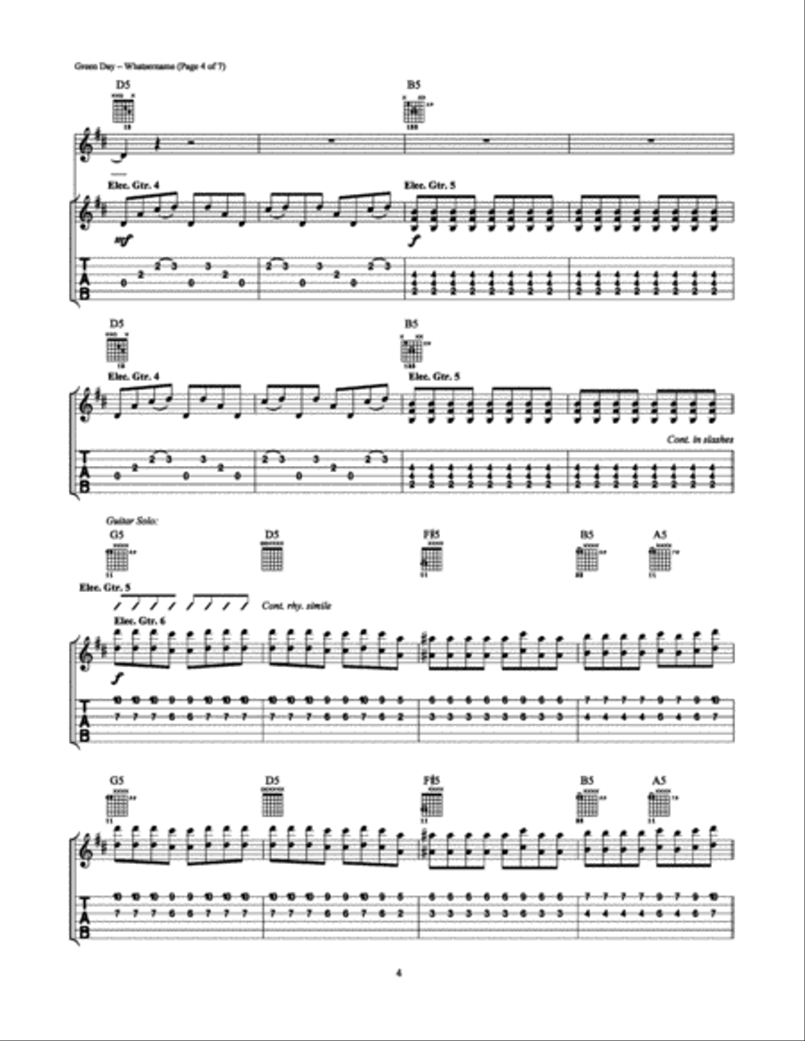 Whatsername Electric Guitar scores gallery preview page 4