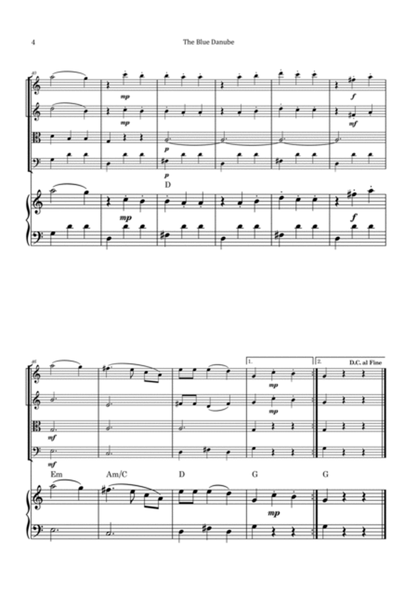 The Blue Danube - String Quartet with Piano and Chord Notations image number null