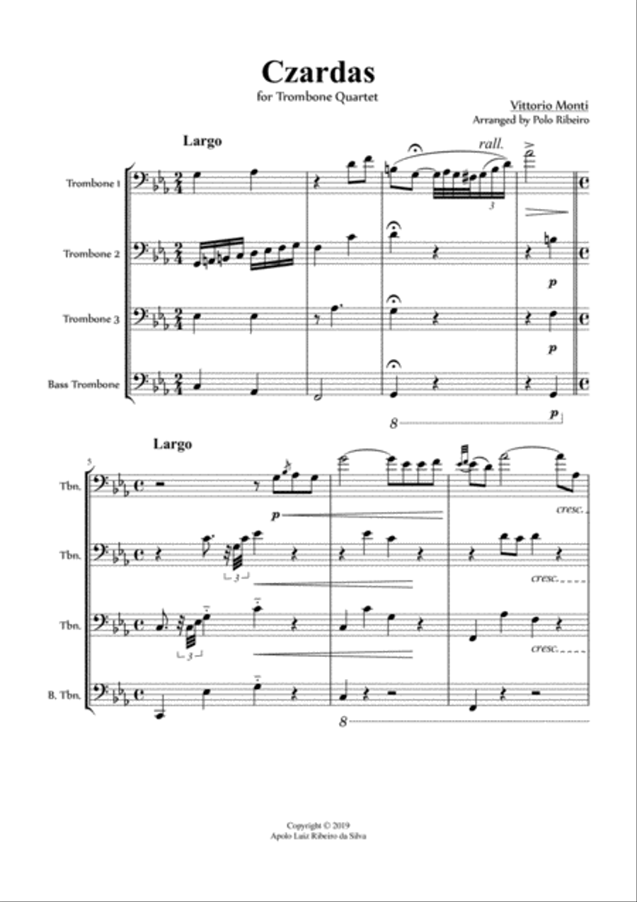 Czardas (for Trombone Quartet, * in C minor) Trombone Quartet scores gallery preview page 2