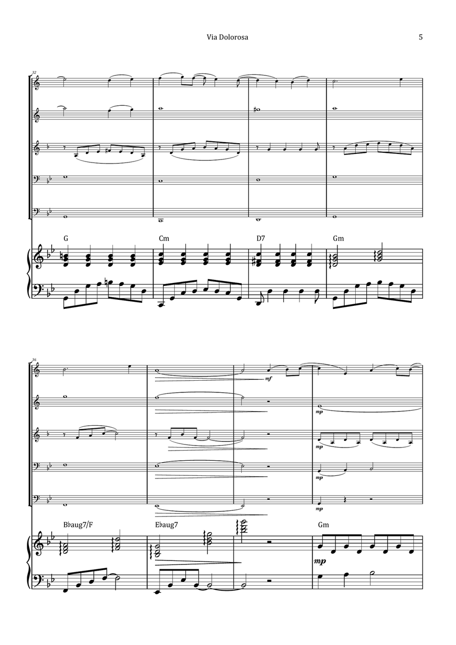 Via Dolorosa Brass Quintet scores gallery preview page 5