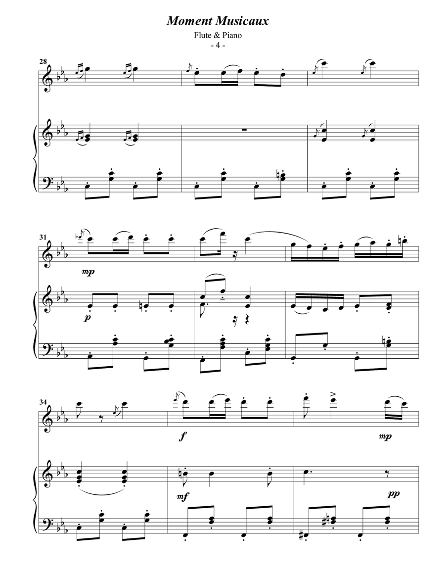 Schubert: Moment Musicaux for Flute & Piano Flute Solo scores gallery preview page 4
