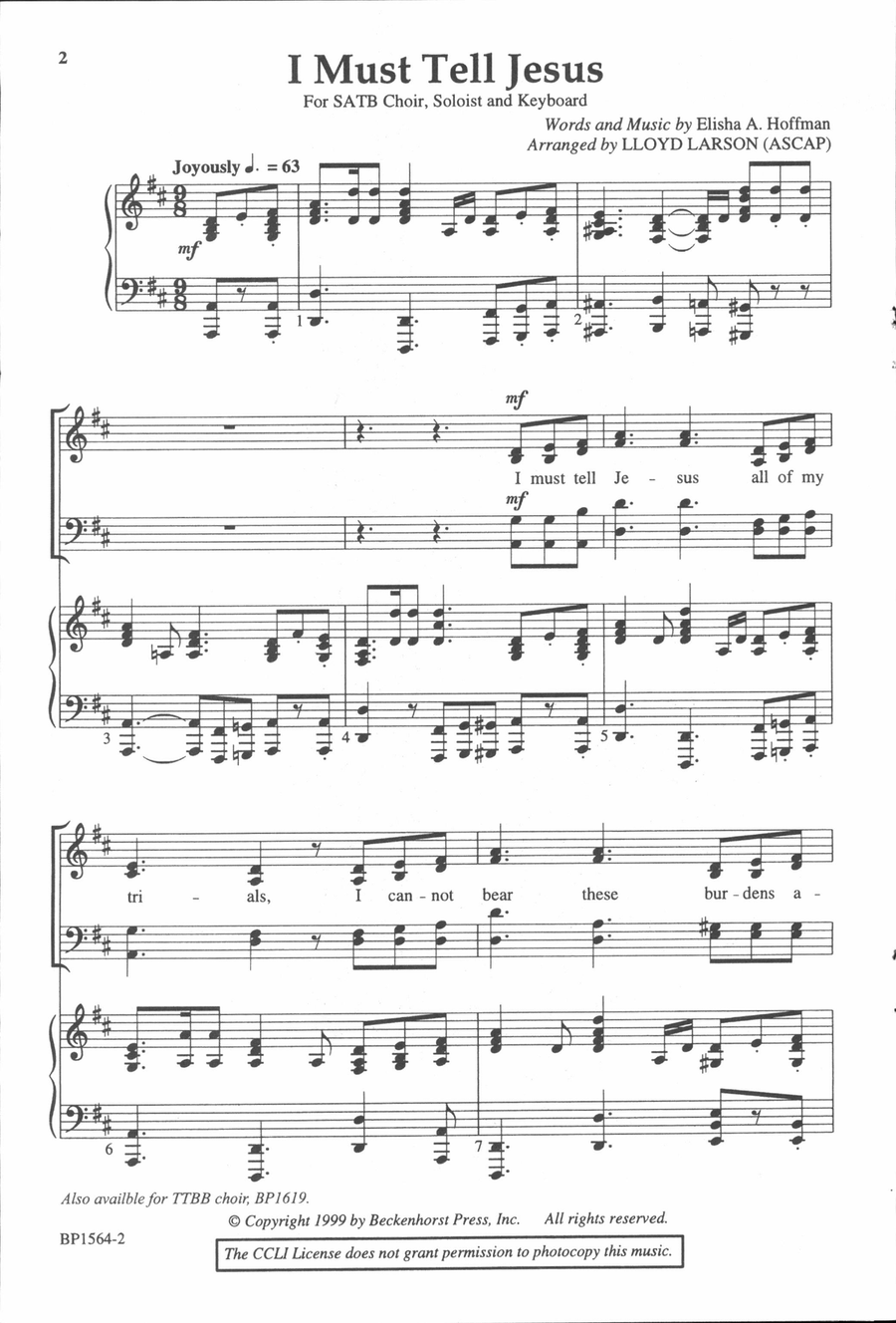 I Must Tell Jesus - SATB 4-Part scores gallery preview page 2