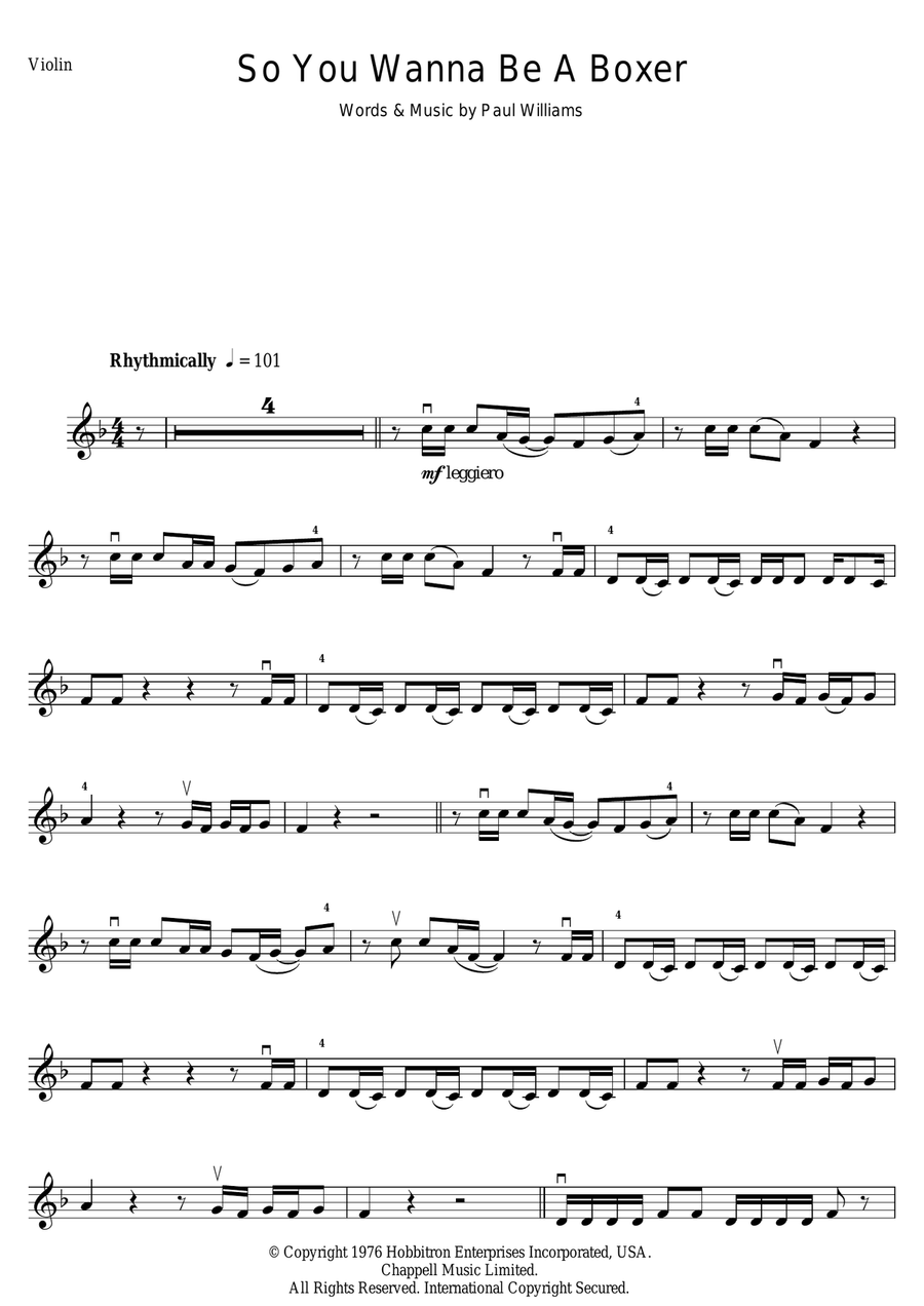So You Wanna Be A Boxer (from Bugsy Malone) Violin Solo scores gallery preview page 1
