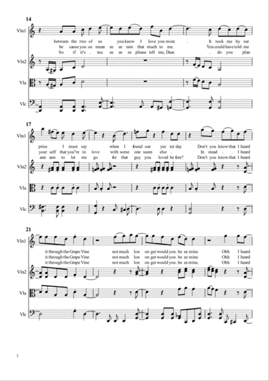 I Heard It Through The Grapevine String Quartet scores gallery preview page 2