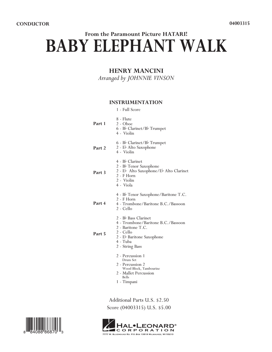 Baby Elephant Walk - Full Score Concert Band scores gallery preview page 1