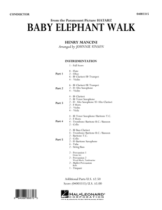 Book cover for Baby Elephant Walk - Full Score