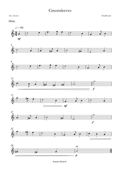 greensleeves oboe and bassoon sheet music - arezzo sheet music engraver image number null