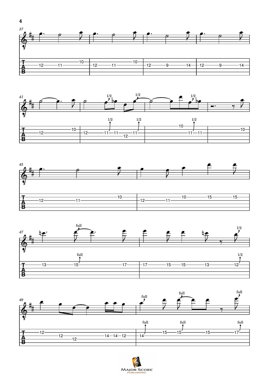 Sweet Child O' Mine Guitar Tablature scores gallery preview page 4