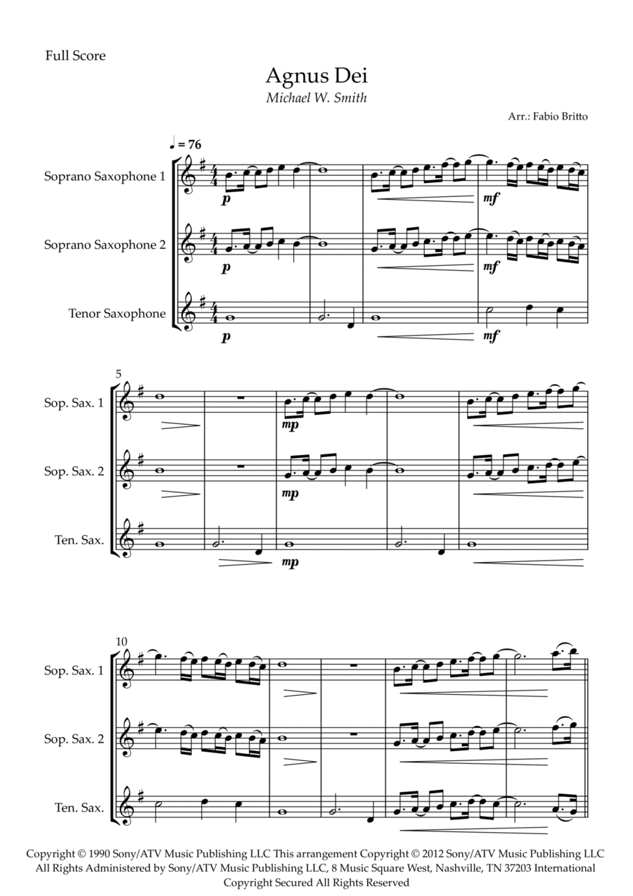 Agnus Dei Woodwind Trio scores gallery preview page 1