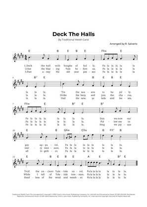 Deck The Halls (Key of E Major)