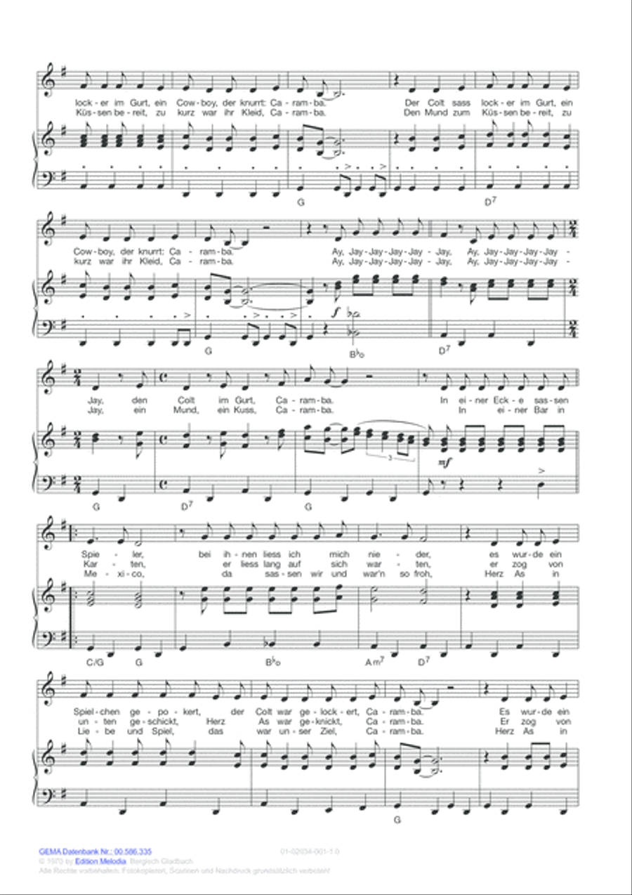 In einer Bar in Mexico Piano, Vocal, Guitar scores gallery preview page 3