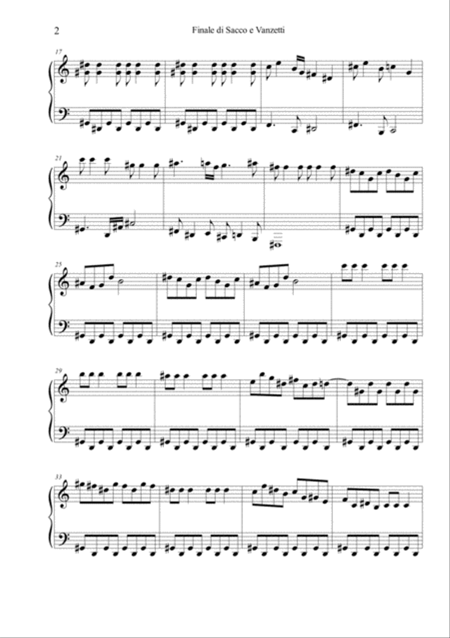 Finale di Sacco e Vanzetti Piano Solo scores gallery preview page 2