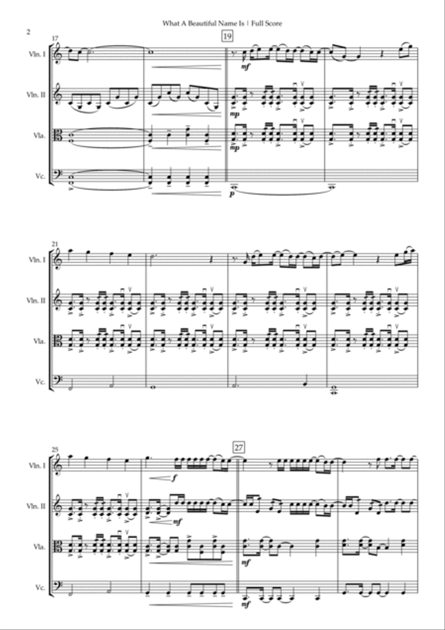 What A Beautiful Name String Quartet scores gallery preview page 2