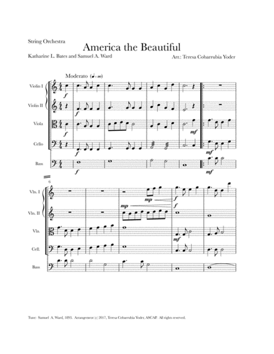 America the Beautiful- String Orchestra - Elementary by Teresa Cobarrubia Yoder, ASCAP