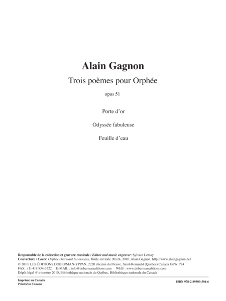 Trois poemes pour Orphee, opus 51