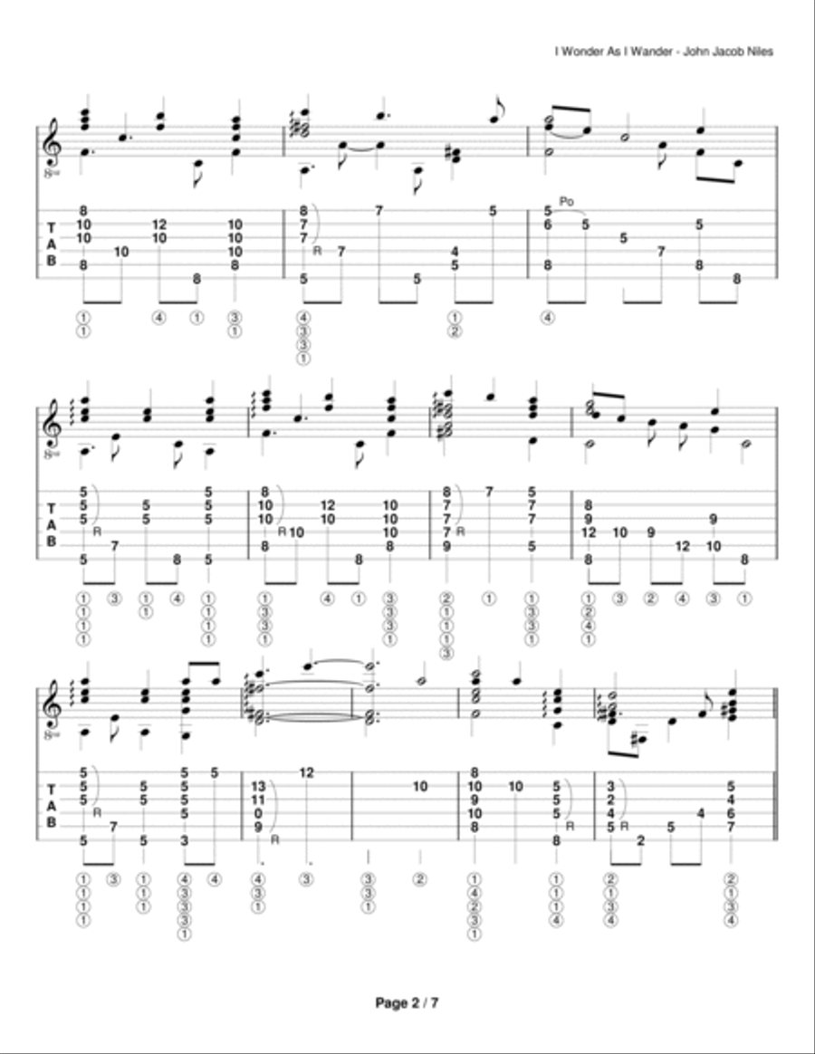 I Wonder As I Wander Guitar Solo scores gallery preview page 2