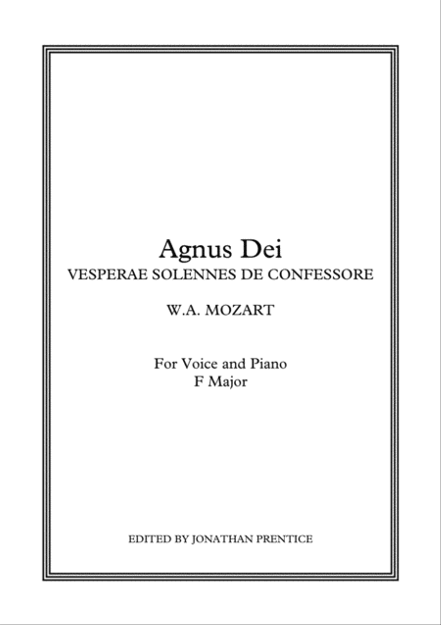 Agnus Dei - Vesperae solennes de confessore (F Major)