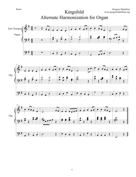 Kingsfold - Alternate Harmonization for Organ