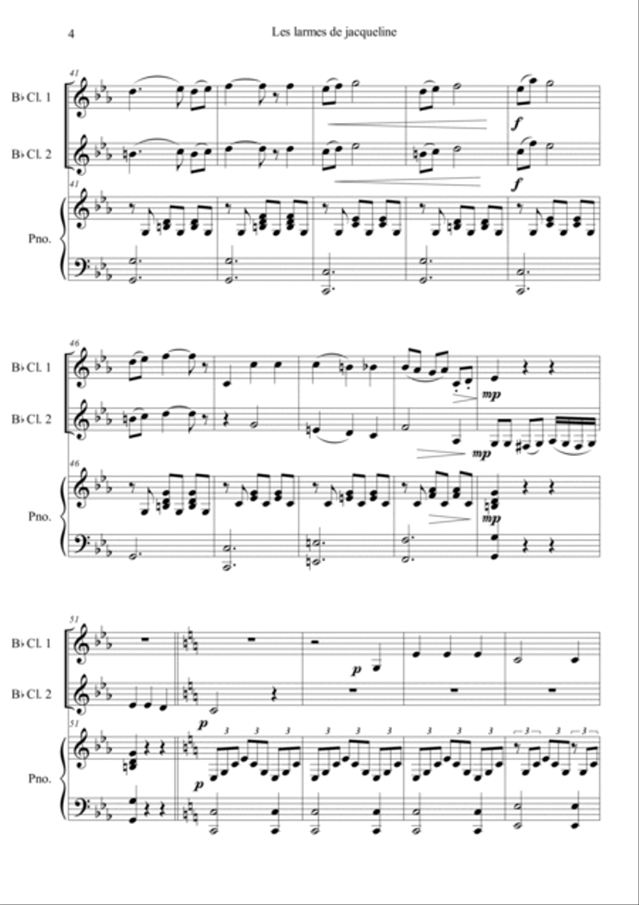 Jacqueline's Tears Clarinet Duet scores gallery preview page 4
