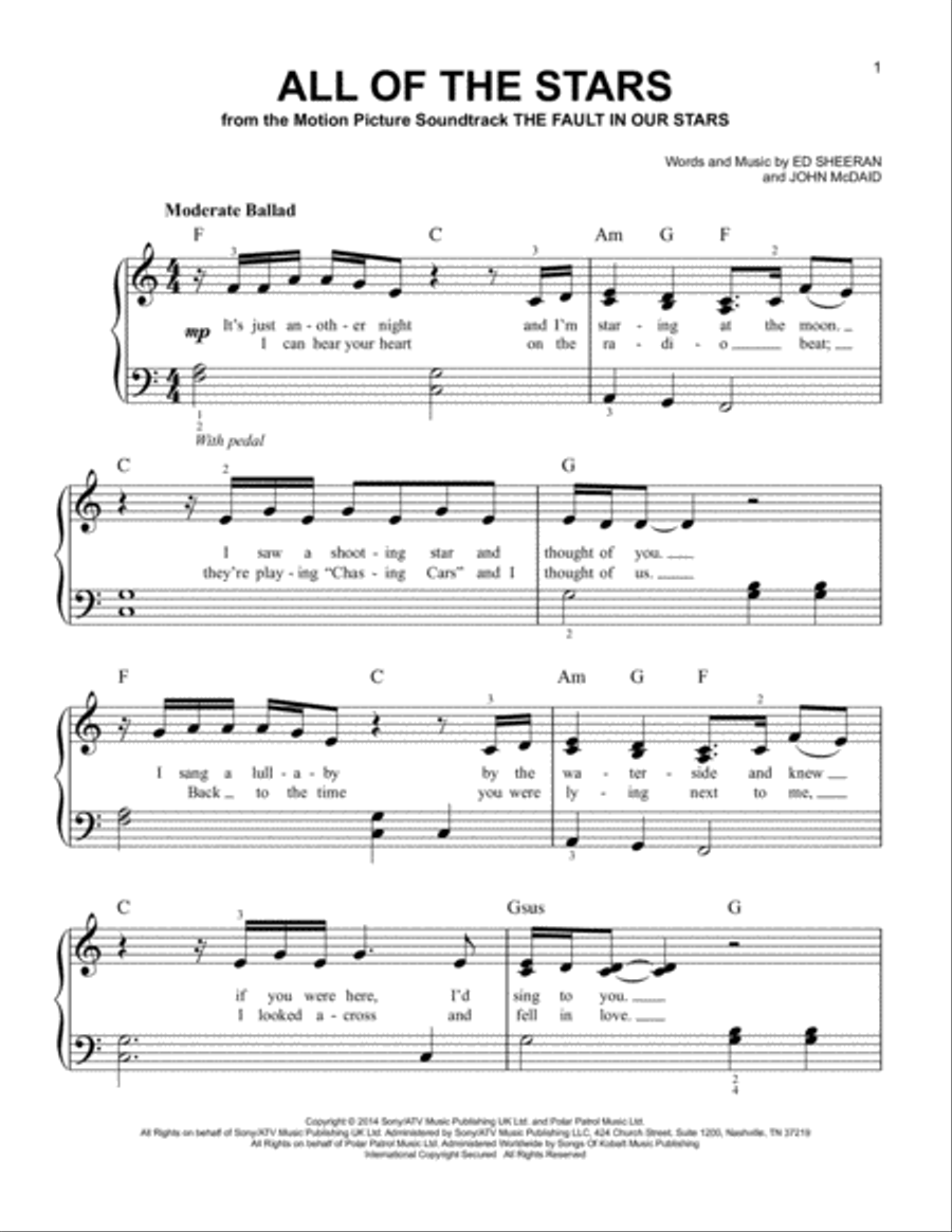 All Of The Stars Easy Piano scores gallery preview page 1