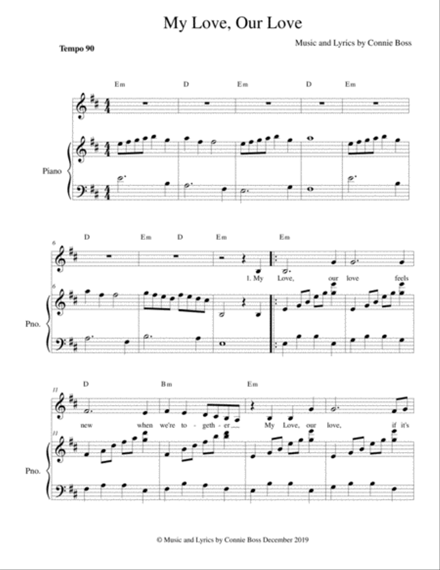 My Love, Our Love - vocal solo and piano - wedding/love song Piano, Vocal, Guitar scores gallery preview page 1