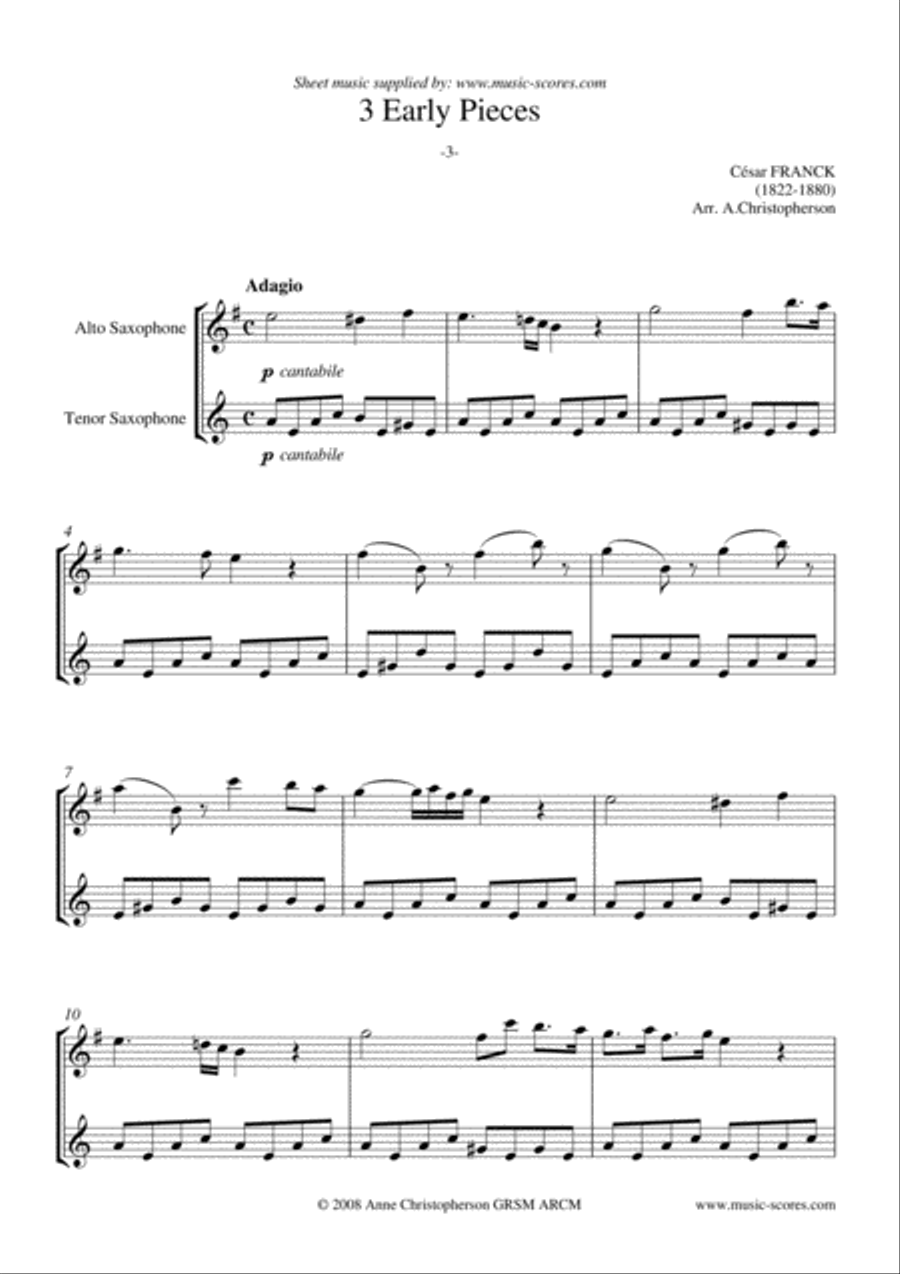 3 Early Pieces - No.3: Alto and Tenor Sax Duet Woodwind Duet scores gallery preview page 1