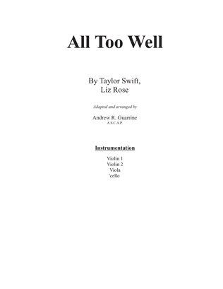 Book cover for All Too Well