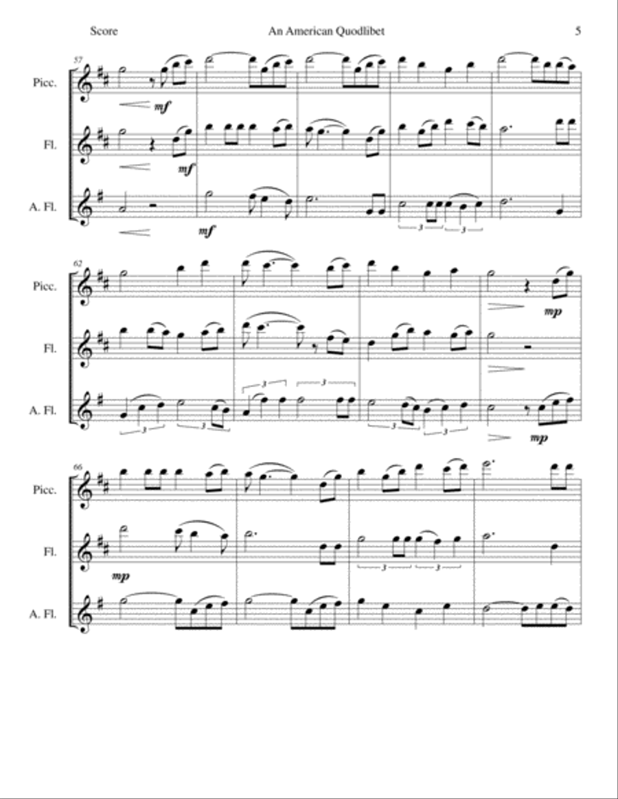 An American Quodlibet for piccolo, flute and alto flute Piccolo scores gallery preview page 5