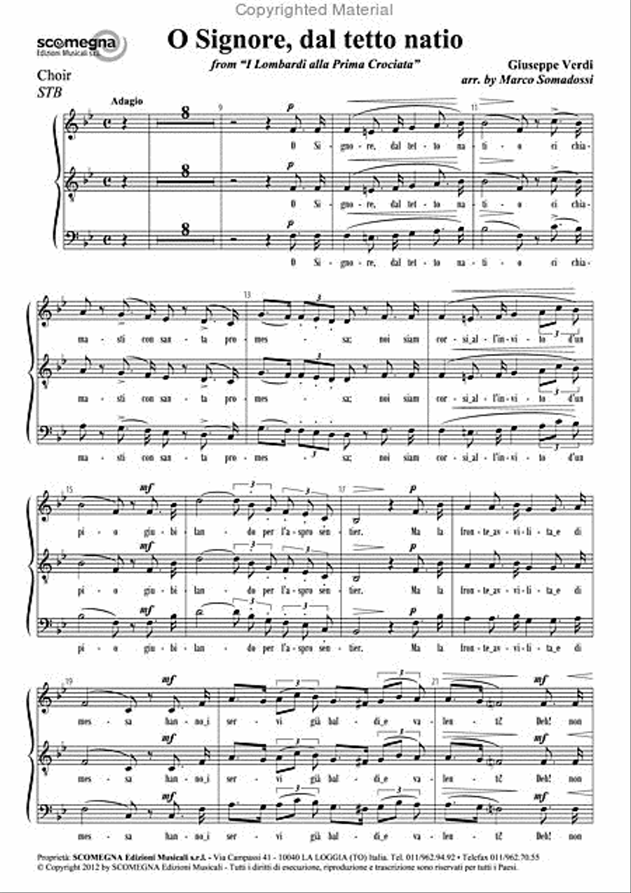 O Signore, Dal Tetto Natio (SATB Choir Set)