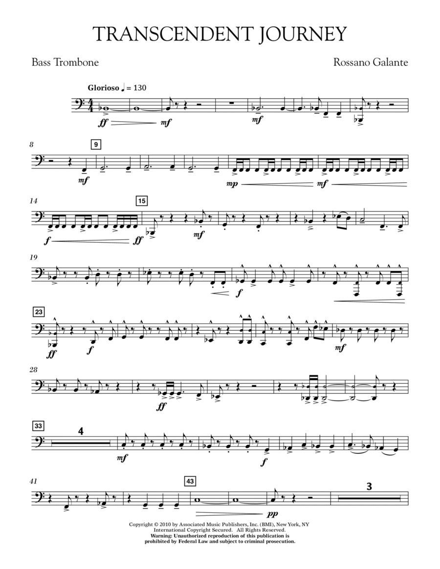 Transcendent Journey - Bass Trombone Bass Trombone scores gallery preview page 1