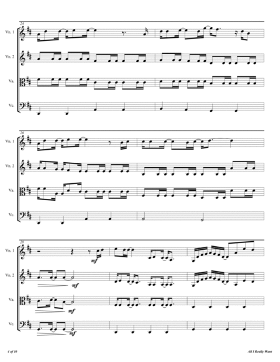All I Really Want String Quartet scores gallery preview page 5