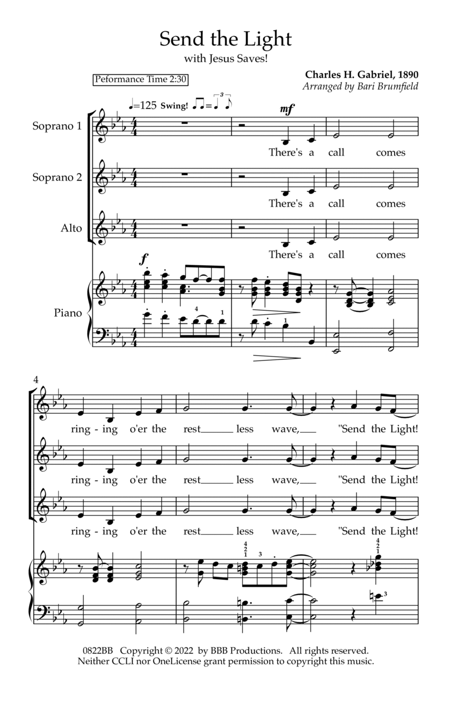 Send the Light w/ Jesus Saves (SSAA Choir and Piano) SSAA scores gallery preview page 1