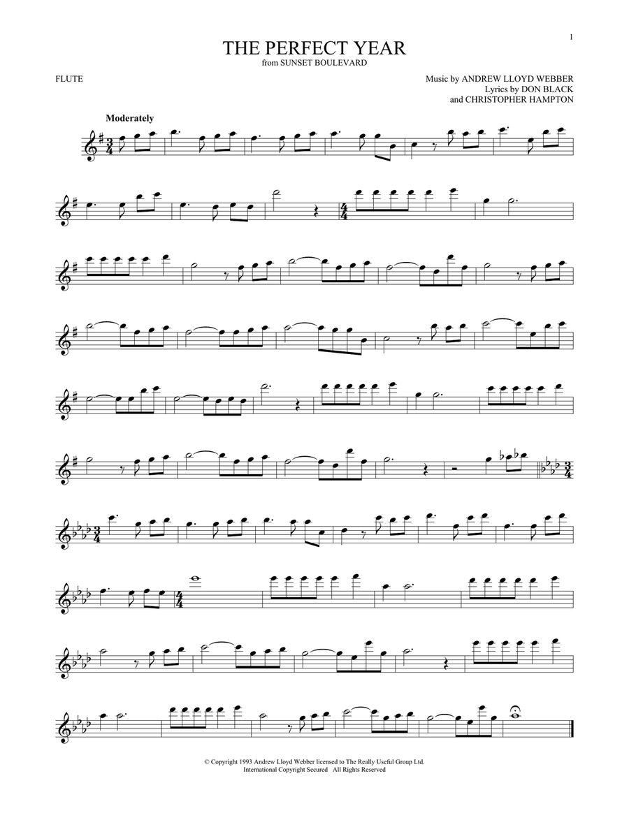 The Perfect Year (from Sunset Boulevard) Flute Solo scores gallery preview page 1