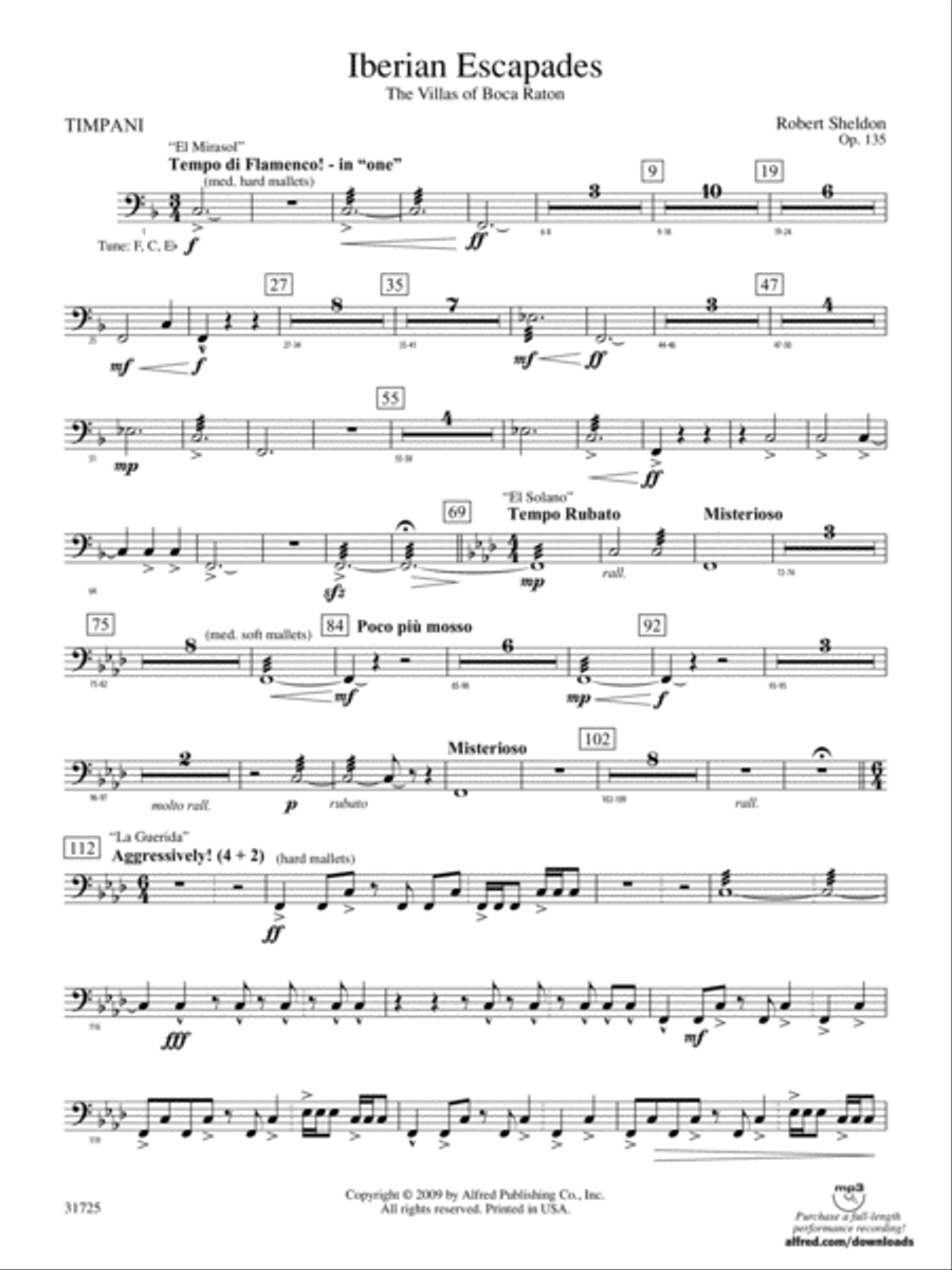 Iberian Escapades: Timpani Concert Band scores gallery preview page 1