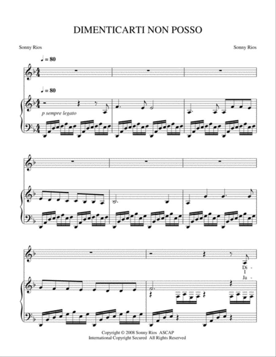 DIMENTICARTI NON POSSO Low Voice scores gallery preview page 2